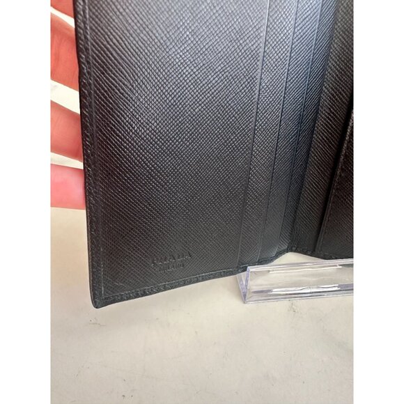 PRADA Womens Black Saffiano Leather Snap Wallet - Picture 9 of 12